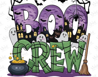 Boo Crew Halloween PNG: Spooky Ghost Clipart (Digital Download