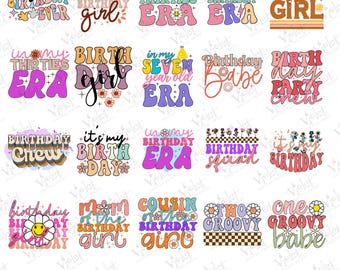Retro Groovy Birthday PNG Bundle: 70s Party Clipart (Digital)