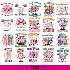 Brain Sublimation Bundle PNG | Anatomy Brain Clipart Set (Digital Download)