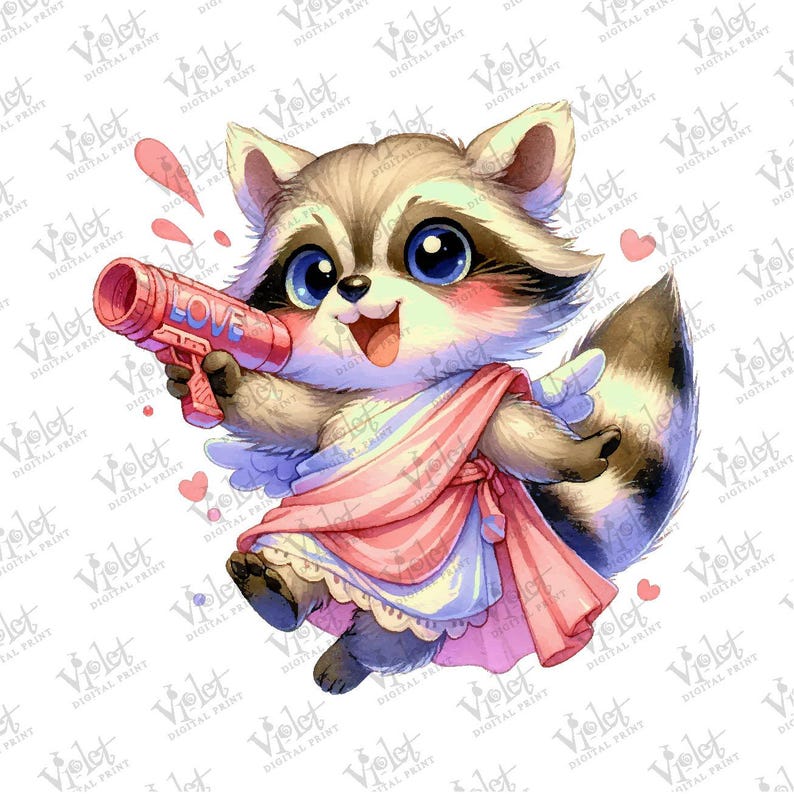 Raccoon Clipart | Kawaii Cartoon Graphics (digital Download) - Etsy
