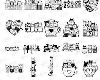 Minimalist Cat Line Art: SVG Clipart, Cricut Ready (Digital Download