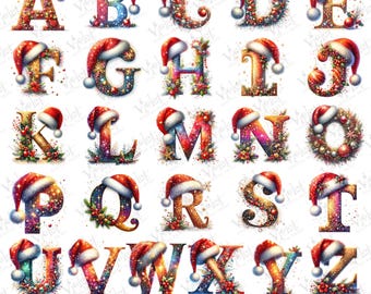 Christmas Alphabet Clipart Bundle | Festive Holiday PNG Letters ...
