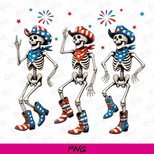 Funny 4th of July Skeleton PNG: Patriotic Skull Design (Digital Download
