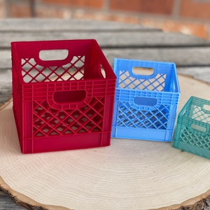 Miniature Milk Crate | 4&quot; 3D printed Milk Crate | Multiple Sizes and Colors | Desk Holder | Desk Organizer