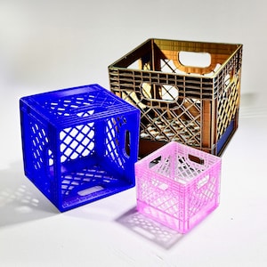 Miniature Milk Crate | 2&quot; or 3&quot; 3D printed Milk Crate | Multiple Sizes and Colors | Desk Holder | Desk Organizer | Valentine&#39;s Gift