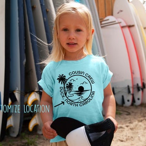 Camisetas personalizadas das férias na praia da equipe do primo. Camisas de férias em família. Camisas customizáveis para férias em família. Camisas de acampamento. Camisas de reunião