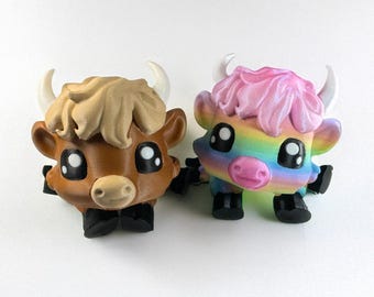 3D Printed Highland Cow | Articulated Desk Fidget Toy | Collectable figure