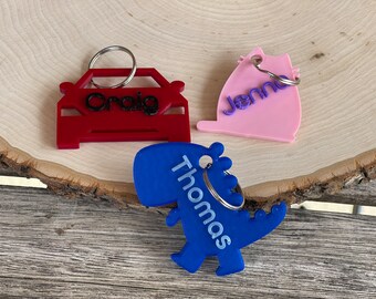 Personalized Shape Name Tag | Kids Backpack Tag | Name Keychain | KeyRing | Name Tag | Luggage Tag | Lunchbox Tag | Backpack Tag | Bag charm
