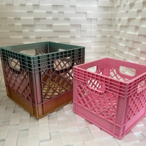Miniature Milk Crate | 5&quot; or 6&quot; 3D printed Milk Crate | Multiple Sizes and Colors | Desk holder | Desk Organizer | Unique Valentine&#39;s Gift