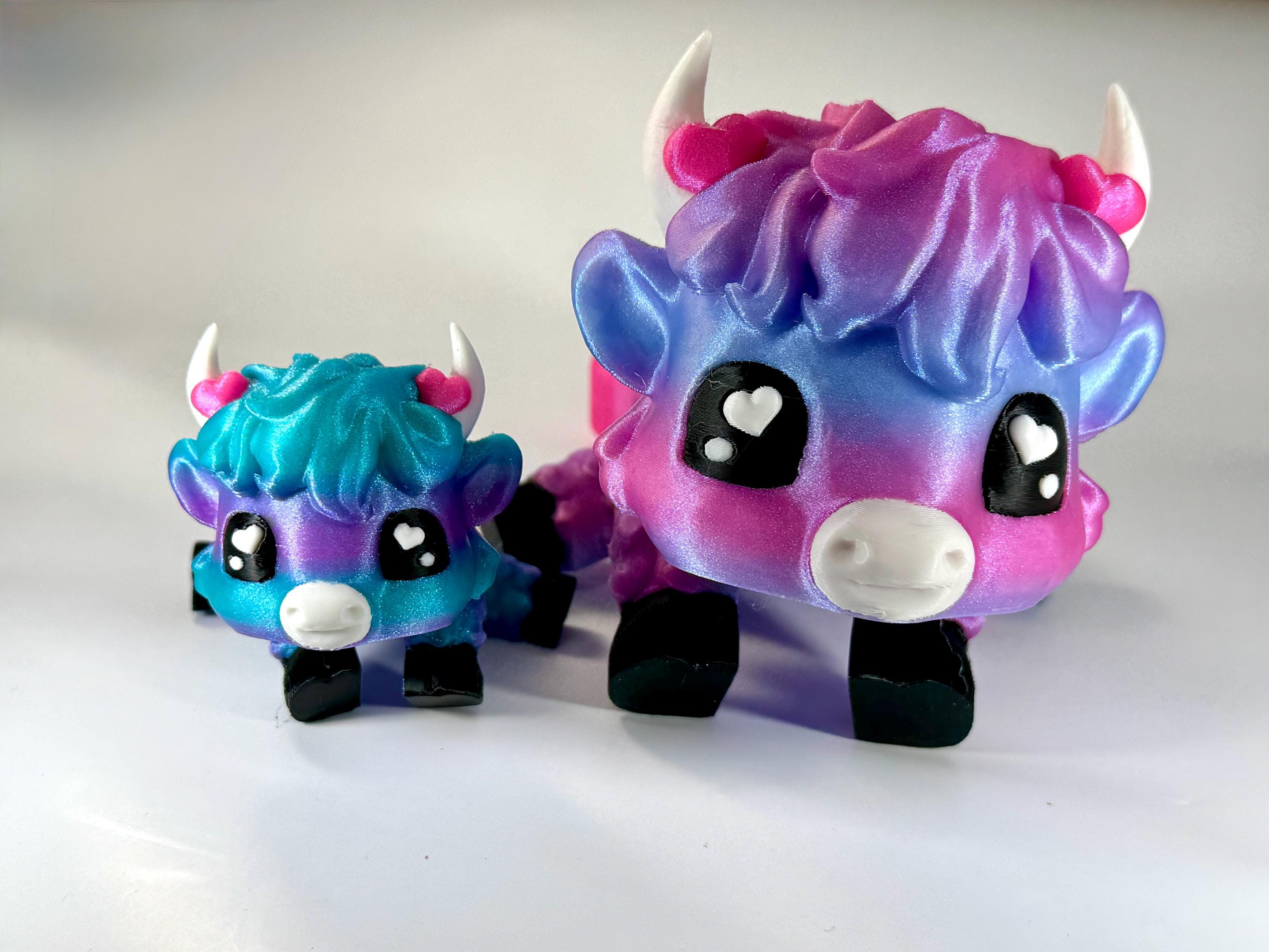 Cherub Highland Cow by Teal Cat Creative | Articulated Highland Cow | Desk Fidget Toy Gift | Flexi Cow | Unique Gift | Easter Basket Stuffer