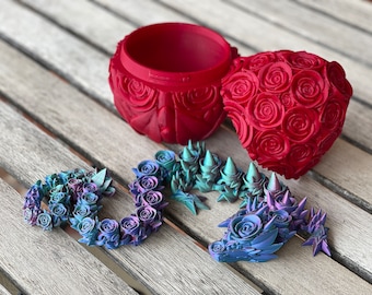 3D Printed Articulated Rose Dragon | Flexi Fidget Toy with Egg