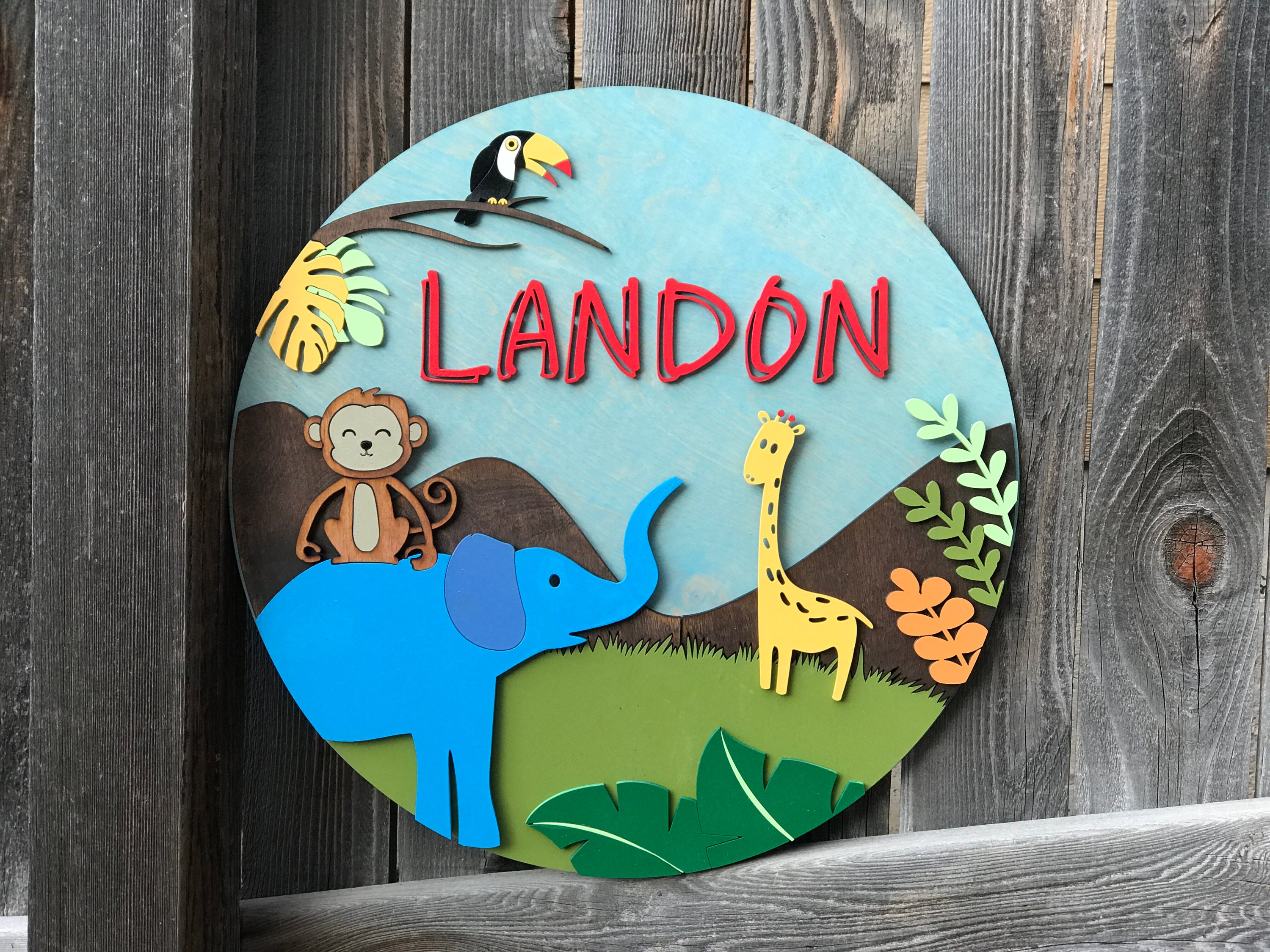 Jungle Nursery Sign Boys Room Decor Jungle Nursery Art Etsy