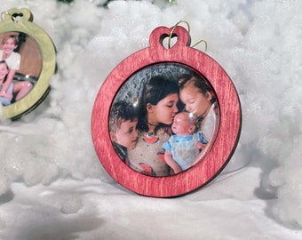 Personalized Photo Oranament | Wood and Glass Ornament | any year | Christmas Photo Ornament | Baby Photo ornament | Cabochon Oranament