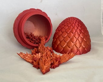 3D Printed Articulated Phoenix Dragon with Scale Egg | Fidget Desk Toy