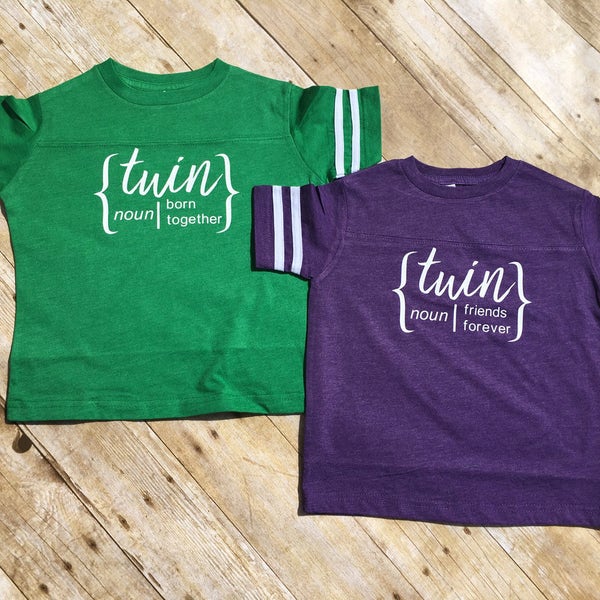 Born together, Friends Forever. Born together best friends forever shirt set. Twin Football shirt set. Includes both shirts! Twins outfit