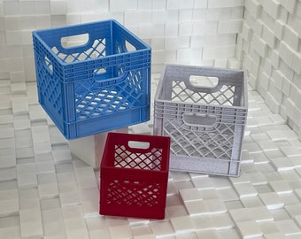 Miniature Milk Crate | 2" or 3" 3D printed Milk Crate | Multiple Sizes and Colors | Desk Holder | Desk Organizer