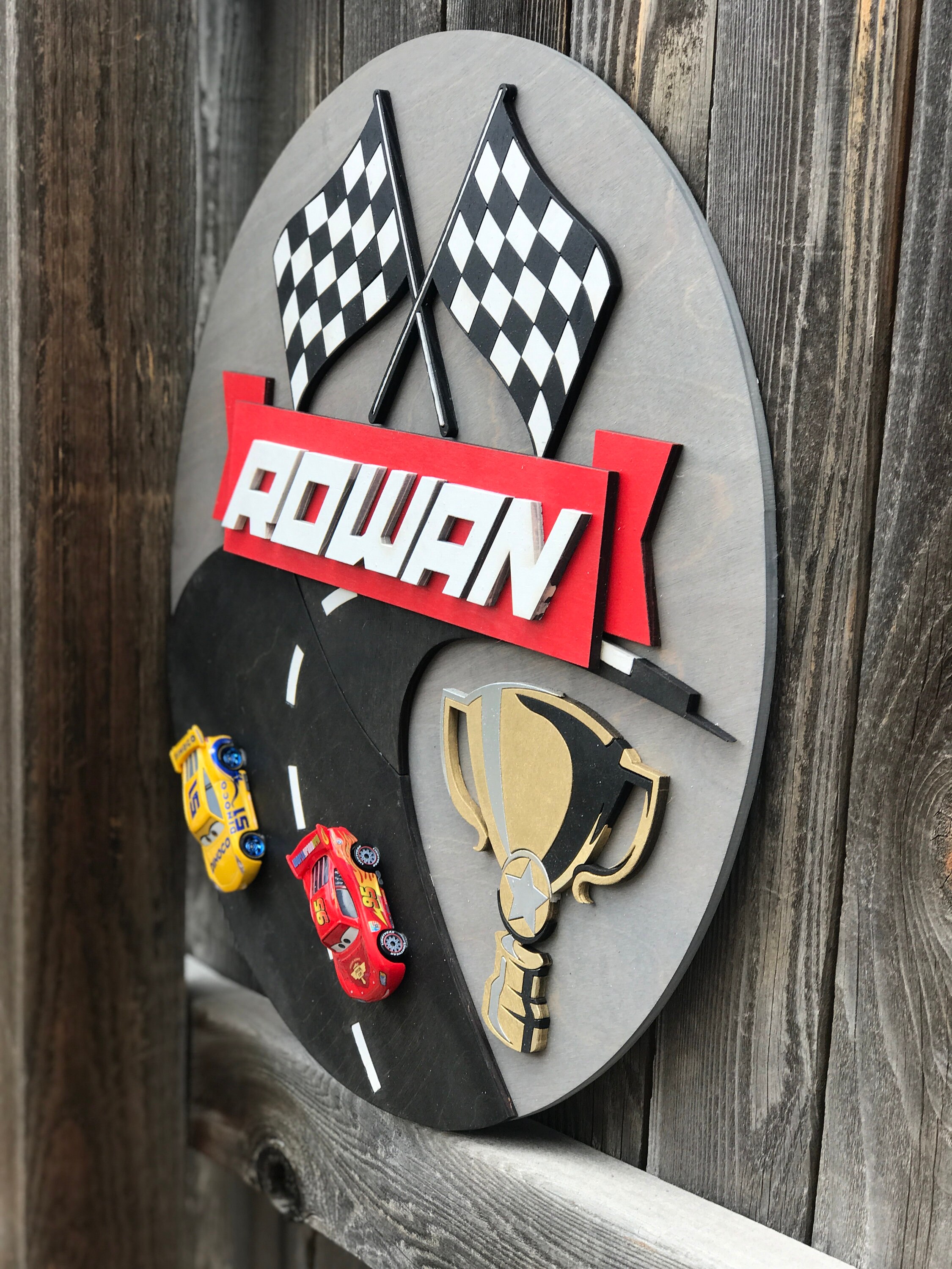 Race Car Name Plaque Boys Room Decor Car Sign Baby