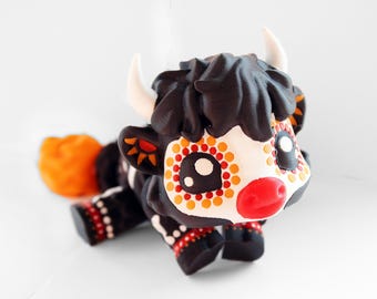 3D Printed Sugar Skull Cow | Articulated Fidget Desk Toy