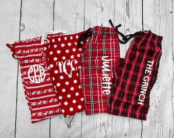 Christmas Pajama Pants | Monogrammed plaid Pajama pants | Matching Family Pajama Pants | Christmas Plaid Pajamas CLOSEOUT Colors!