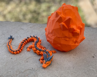 Articulated Crystal Dragon with Egg – 3D Printed Fidget Toy