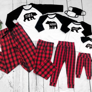 Bear Family Christmas Shirt | NB to Adult 3XL | Black and white Raglan | Custom Bear Family Pajama Shirt | Matching Family outfits