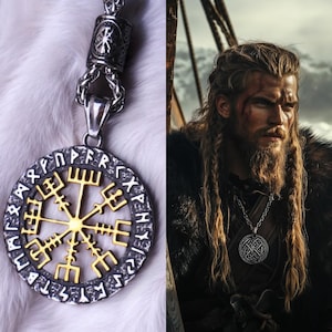 Nordic Viking Vegvisir-ketting voor heren roestvrijstalen Vikingkompashanger goud zilver 60 cm ketting Vikingsymbool ketting cadeau voor hem