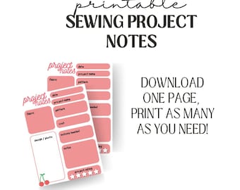 Sewing Project Notes Printable Template
