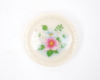 Avon Pink & Blue Blossom Porcelain Pin
