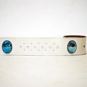 Glam Bejeweled Heart Perforated Thick Belt image 3