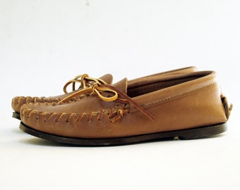 NOS Deadstock Sturdy Brown Leather Moccasin Top Siders 6