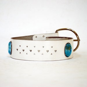 Glam Bejeweled Heart Perforated Thick Belt image 2