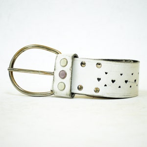 Glam Bejeweled Heart Perforated Thick Belt image 1