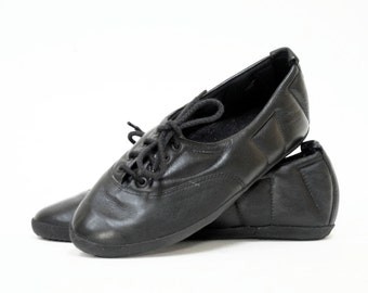 Quilted Black Leather Skimmers Skippies Flats