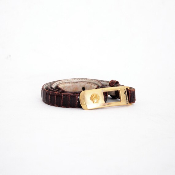 Nautical Shell Buckle Genuine Snakeskin Skinny Belt. Extra  display picture 2