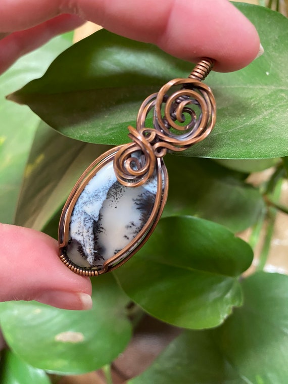 Dendritic Opal Handmade wire wrap pendant