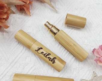 Personalized Bamboo Perfume Atomizer, Travel Spray Bottle, Bridesmaid Gift