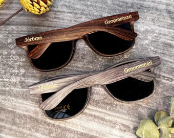 Lunettes de soleil gravées personnalisées, ensemble-cadeau personnalisé de garçons d'honneur, idée de proposition de mariage tendance pour homme, cadeau lunettes de soleil uniques pour lui