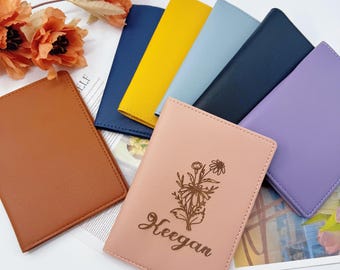 Personalized Leather Passport Holder,Engraved Passport Holder,Wedding Gift,Gifts for Frequent Travelers,Travel Passport Cover,Gifts for Mom