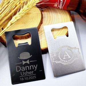 Personalisierter Kreditkarten Flaschenöffner, Geschenk des Bräutigams, Flaschenöffner aus Edelstahl, Bar Geschenk, Trauzeuge Geschenk, Hochzeitsgeschenk