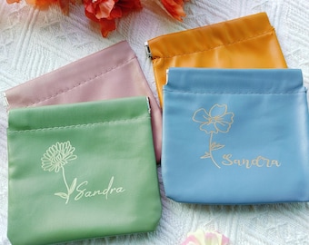 Personalized mini coin bag, Poop bag,Travel Jewelry Pouch,Christmas Gifts,Wedding gifts,bridesmaid gifts. Anniversary Gift,Makeup Pouch