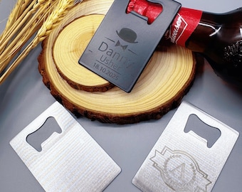 Personalized stainless steel bottle openers, wedding gifts, groomsmen gifts, men's bottle openers, party gifts, customized bar logos