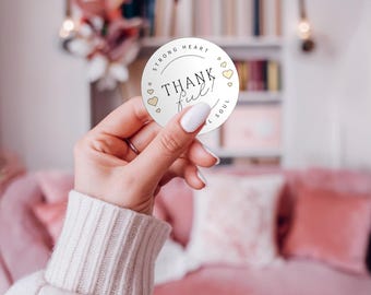 Strong Heart Thankful Soul Vinyl Sticker  - Inspirational Quote, Laptop Decal, Motivational Words, Positive Mindset