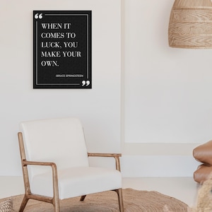 Make Your Own Luck Quote, Canvas Wall Art, Grit & Gratitude, Stretched Matte, Home Decor, Inspirational Gift, Quote Art, Bruce Springsteen