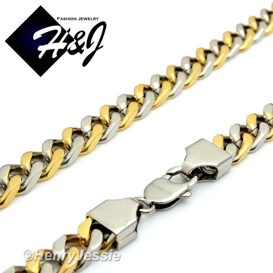 316L Stainless Steel Chain Necklace For Men – 8mm Width, Choose Length 7-40 Inch (Silver/Gold/Black)