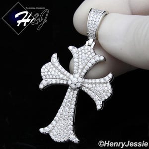 Men 925 Sterling Silver Icy Bling MOISSANITE Gold/Silver 3D Cross Pendant*SP530