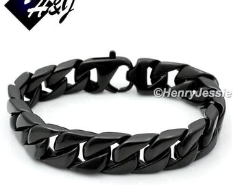 May include: A black curb chain bracelet. The bracelet features a series of interlocking, rounded links. The clasp is also black. The image includes the text "Fashion Jewelry" and the brand name "H&J". The brand name "Henry Jessie" is also visible.
