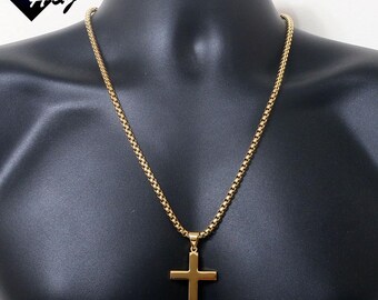 thumbnail image 2 of Men's Stainless Steel Cross Pendant - 40mm Small Size, Gold Plated, 361L Metal, Unisex 2 of 5
