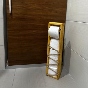 Nuovo ed elegante porta carta igienica in legno per bagno, mensola in legno, porta rotolo WC, porta carta igienica per bagno, legno di pino naturale, fatto a mano