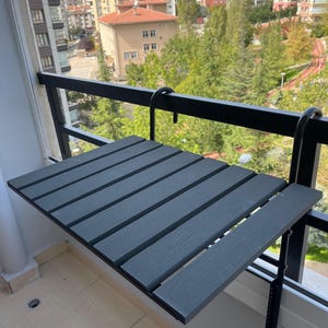 Balcony Table | Rustic Pine, Water-Resistant, Height-Adjustable Bar Table,Folding Wooden