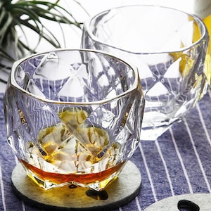 Crystal Diamond Cut Bourbon Glass: 11oz Whiskey Tumbler
